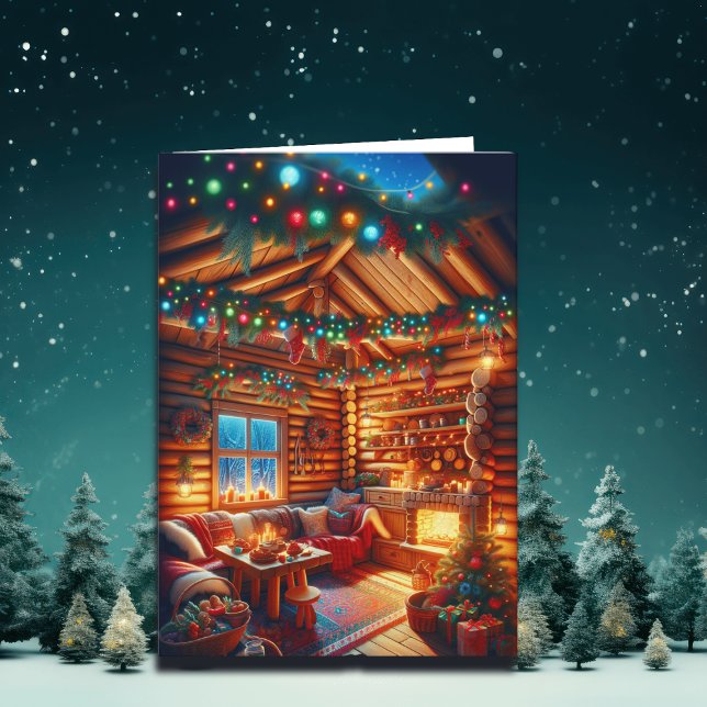 Warm and Cosy Log Cabin Christmas Greetings Card (Creator Uploaded)