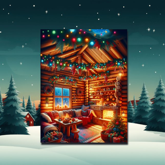 Warm and Cosy Log Cabin Christmas Greetings Postcard (Creator Uploaded)