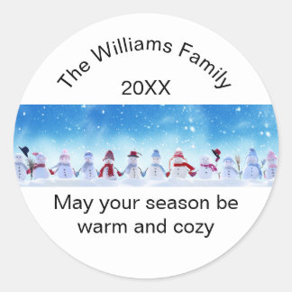 Warm and Cosy Snowmen - Circle Sticker