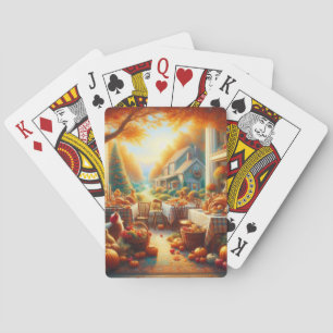 Warm and Cosy Thanksgiving Gathering Playing Cards