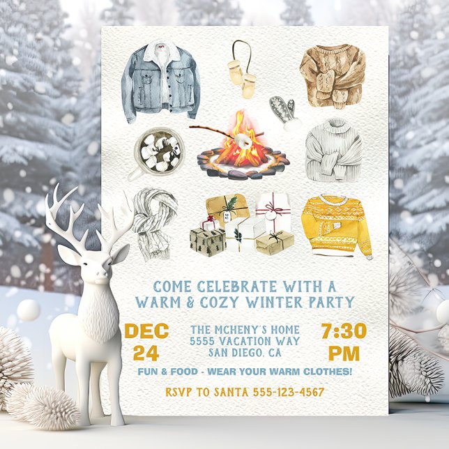 Warm and Cosy Winter Party Christmas bonfire Invitation (Creator Uploaded)