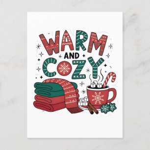 Warm And Cozy Christmas Hot Cocoa Xmas  Invitation Postcard