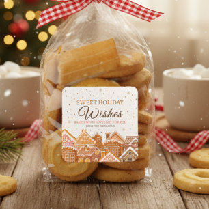 Warm and Cozy Gingerbread House Baked With Love  Square Sticker
