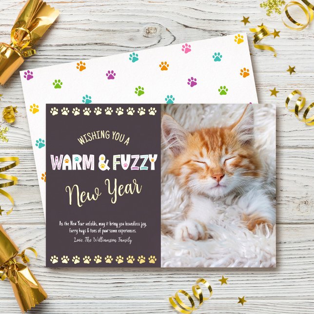 Warm and Fuzzy New Year Pet Photo Plum Real Gold (Creator Uploaded)
