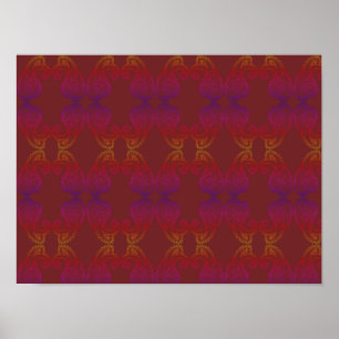 Warm and Rich Colours Paisley Pattern A3 Poster
