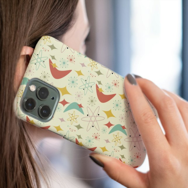 Warm Atomic Boomerang Diamond Mid Mod Pattern iPhone 16 Case (Creator Uploaded)