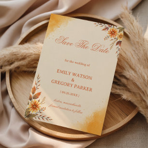 Warm Autumn Floral Elegant Save The Date
