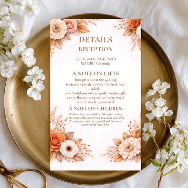 Warm Autumn Floral Information Enclosure Card (Creator Uploaded)