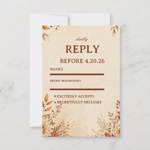 Warm Autumn Floral RSVP Card