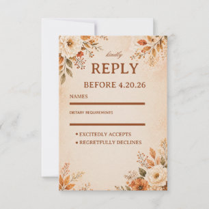 Warm Autumn Floral RSVP Card