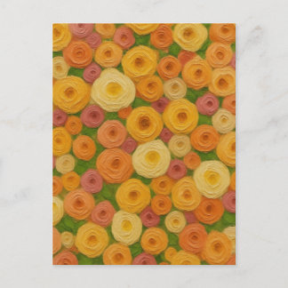 Warm Autumn Floral Seamless Pattern Oil Painting A Postcard