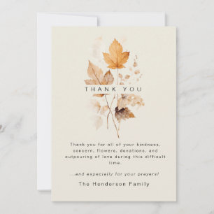 Warm Autumn Foliage Bereavement Funeral Thank You Card