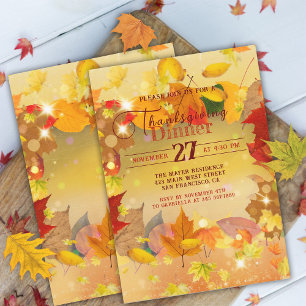 Warm Autumn Foliage Thanksgiving Dinner Invitation