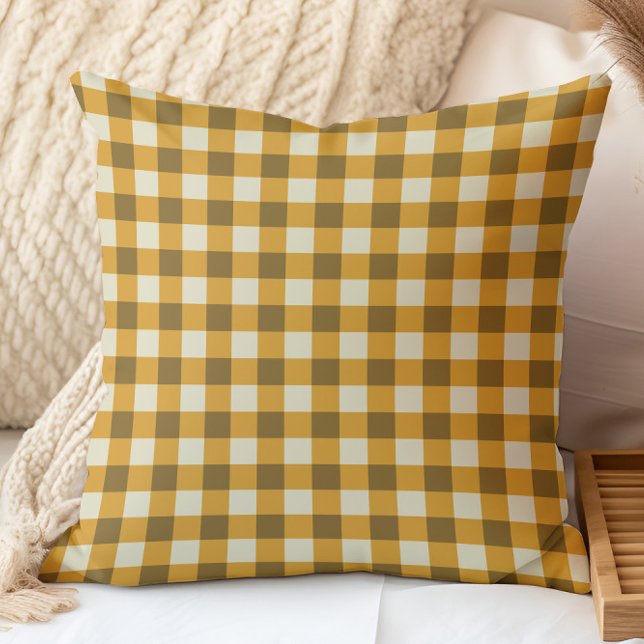 Warm Autumn Gingham Pattern in Rich Earth Tones Cushion (Creator Uploaded)