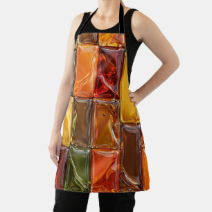 Warm Autumn Glass Tile Mosaic - Glossy Amber Apron