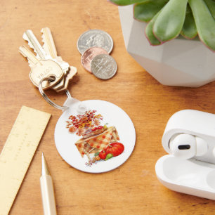 Warm Autumn Harvest Table Still Life Key Ring