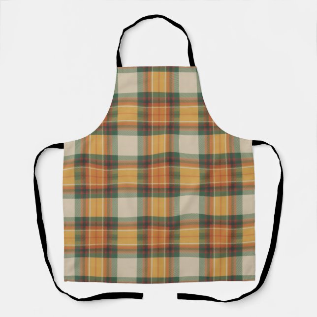 Warm Autumn Harvest Tartan Plaid Pattern Apron (Front)