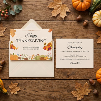 Warm Autumn Harvest Thanksgiving Invitation
