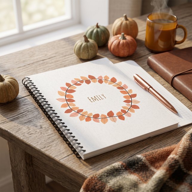 Warm Autumn Leaf Wreath Name Design Notebook (Warm Autumn Leaf Wreath Name Design Notebook
)