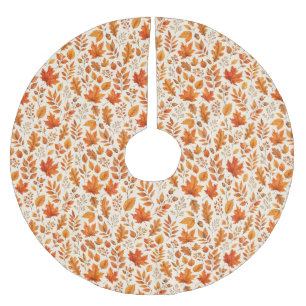 Warm Autumn Leaves Seamless Pattern Brushed Polyester Tree Skirt