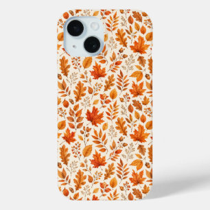 Warm Autumn Leaves Seamless Pattern iPhone 15 Case
