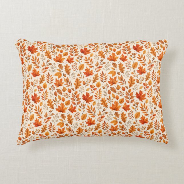 Warm Autumn Leaves Seamless Pattern Decorative Cushion (Front)