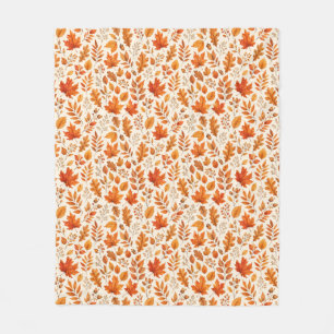 Warm Autumn Leaves Seamless Pattern Fleece Blanket