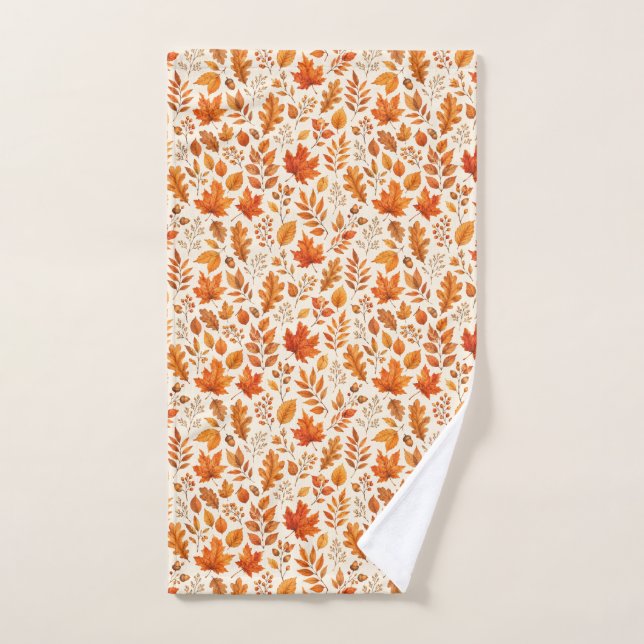 Warm Autumn Leaves Seamless Pattern Hand Towel (Hand Towel)