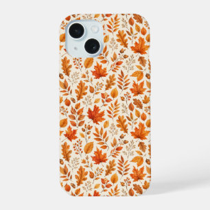 Warm Autumn Leaves Seamless Pattern iPhone 15 Case