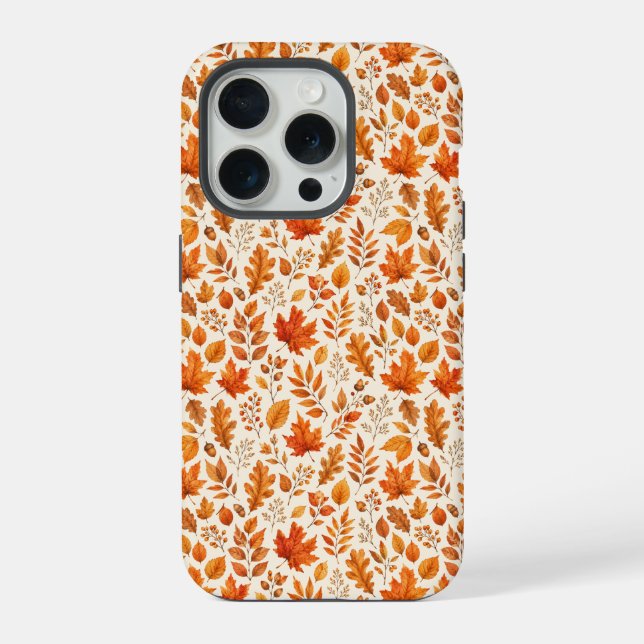 Warm Autumn Leaves Seamless Pattern iPhone Case (Back)
