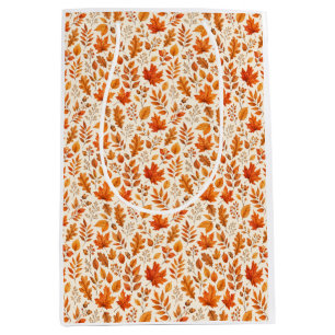 Warm Autumn Leaves Seamless Pattern Medium Gift Bag