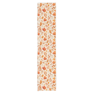 Warm Autumn Leaves Seamless Pattern Short Table Runner