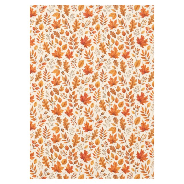 Warm Autumn Leaves Seamless Pattern Tablecloth (Front)