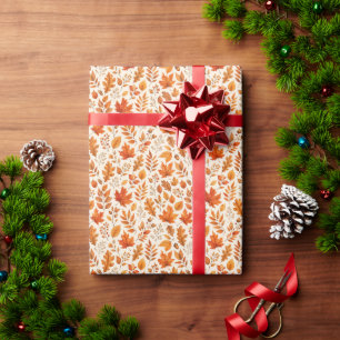 Warm Autumn Leaves Seamless Pattern Wrapping Paper