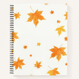Warm Autumn Leaves Watercolor Maple and Oak Notebook