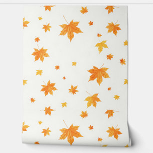 Warm Autumn Leaves Watercolor Maple and Oak  Wallpaper