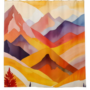 Warm Autumn Mountains Shower Curtain