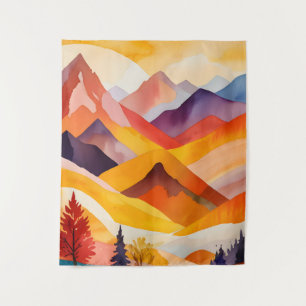 Warm Autumn Mountains Tapestry