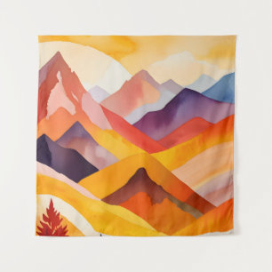 Warm Autumn Mountains Tapestry