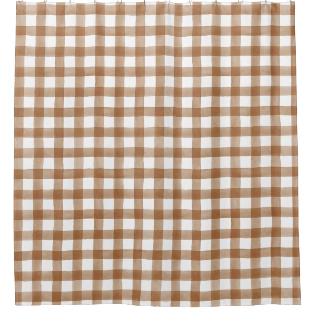 Warm Autumn Rust Colour English Country Check Plai Shower Curtain (Front)