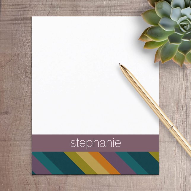 Warm Autumn Striped Pattern Custom Name (Personalized Stationery)