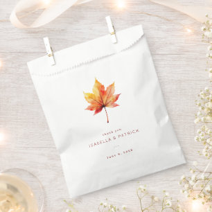 Warm Autumn Watercolor Maple Leaf Favour Bags