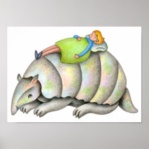 Warm back of an armadillo. poster