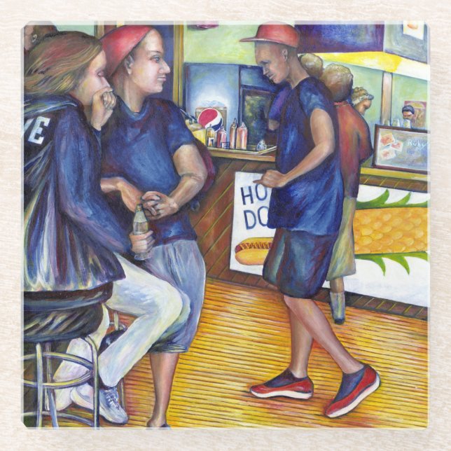 Warm Beer, Cold Men and I'm Hot Glass Coaster (Front)