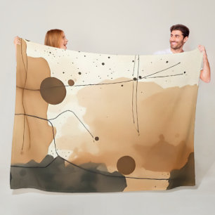 Warm Beige Abstract Aesthetic Fleece Blanket