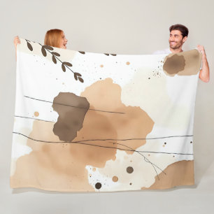 Warm Beige Abstract Aesthetic Fleece Blanket