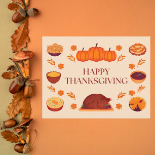 Warm Beige and Brown Thanksgiving Feast Holiday Card