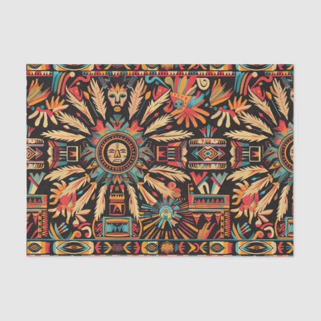 Warm Beige "Aztec Dream" Decorative Tissue Paper (Front)