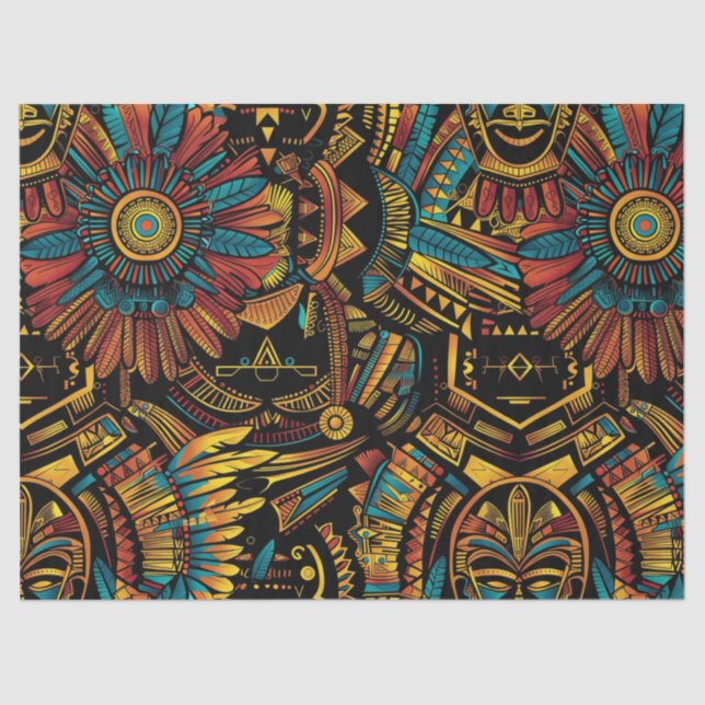 Warm Beige "Aztec Dream" Decorative Tissue Paper (Front)