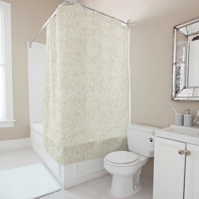 Warm Beige Confetti Texture Bathroom Decor Shower Curtain (In Situ)